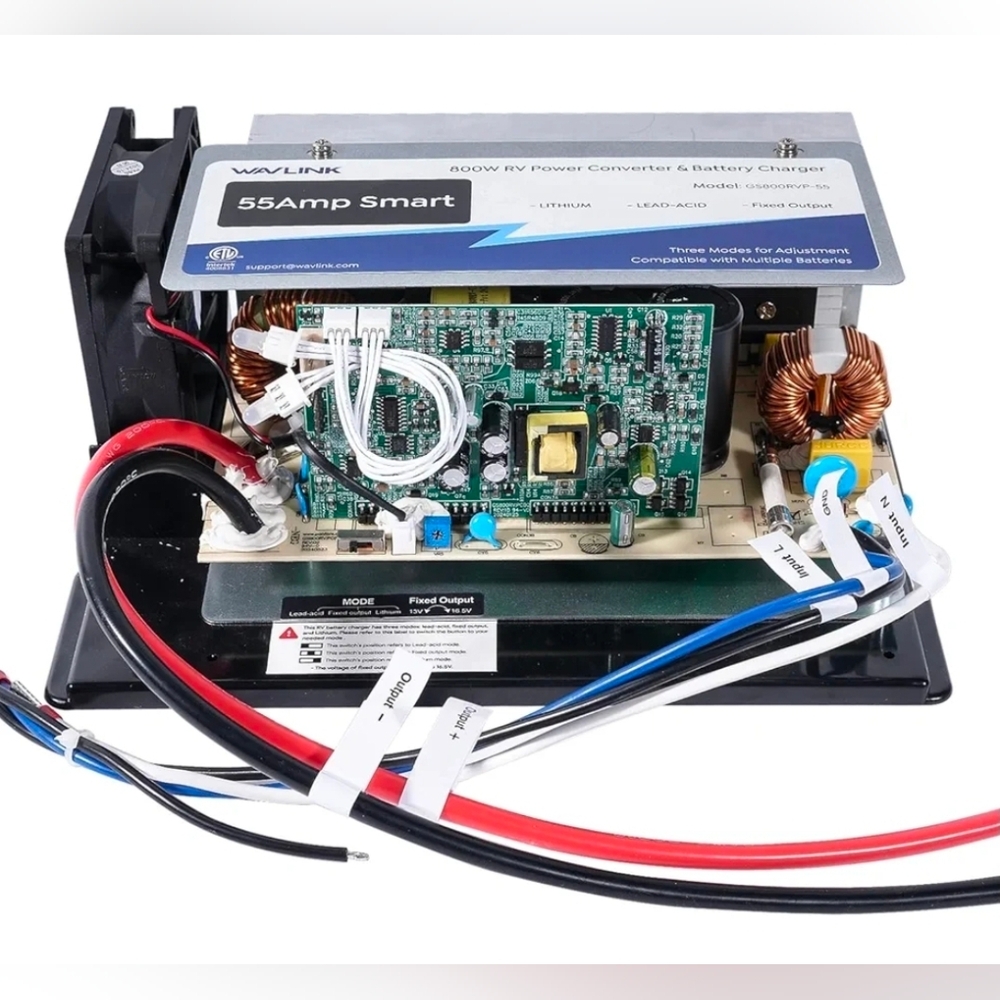 RV Power Converter 55A 120V AC to 12V DC Battery Charger w/3 Smart Charging Mode